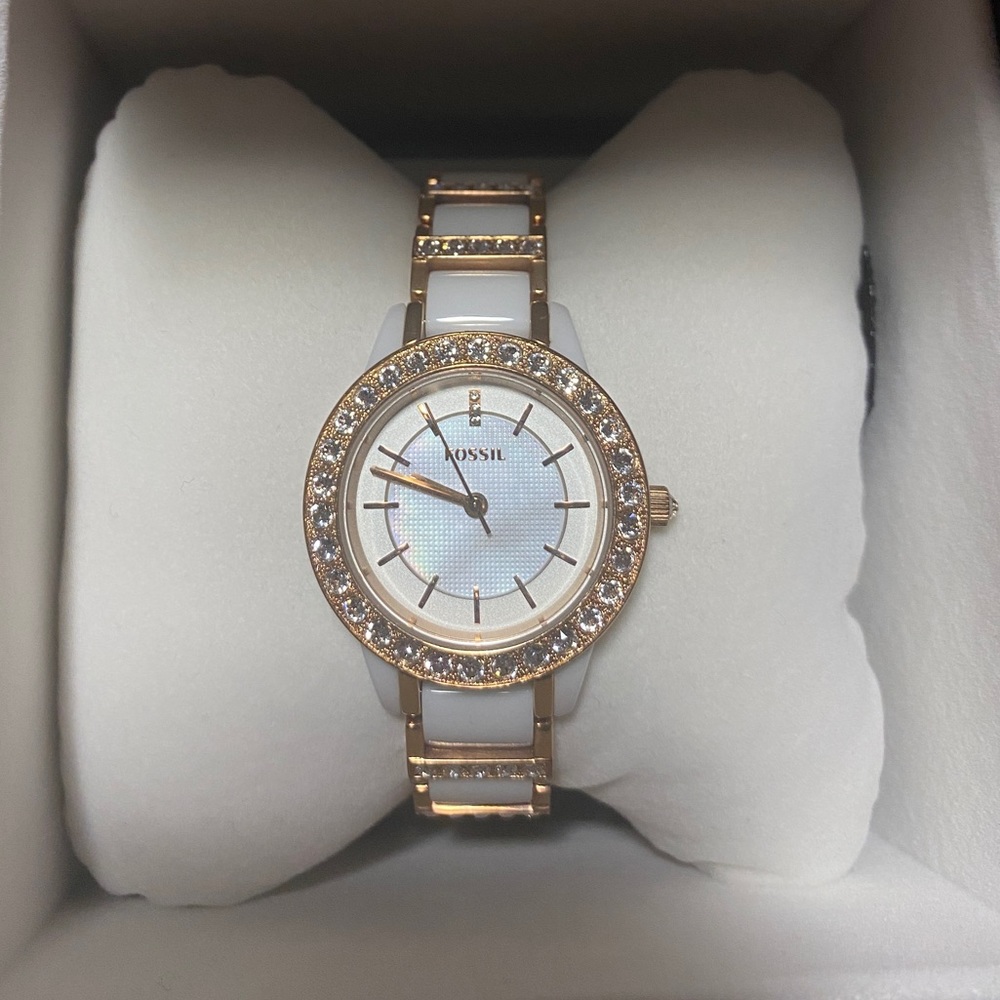 Fossil Jesse Ceramic Rose Gold Watch